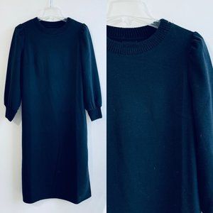 Who What Wear Women's Dress Small Black Long Sleeve Slit Knit Midi Shift New